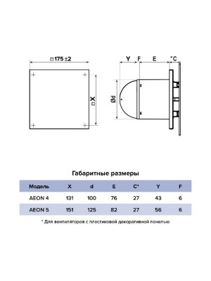 Вентилятор накладной AEON D125 обр.клапан turbo DICITI